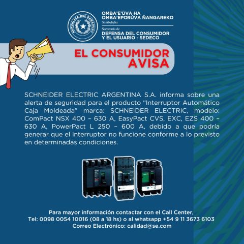 Alerta de Producto SCHNEIDER ELECTRIC ARGENTINA S.A.